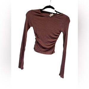 NWT Alo Yoga gather long sleeve WOODROSE Size XS